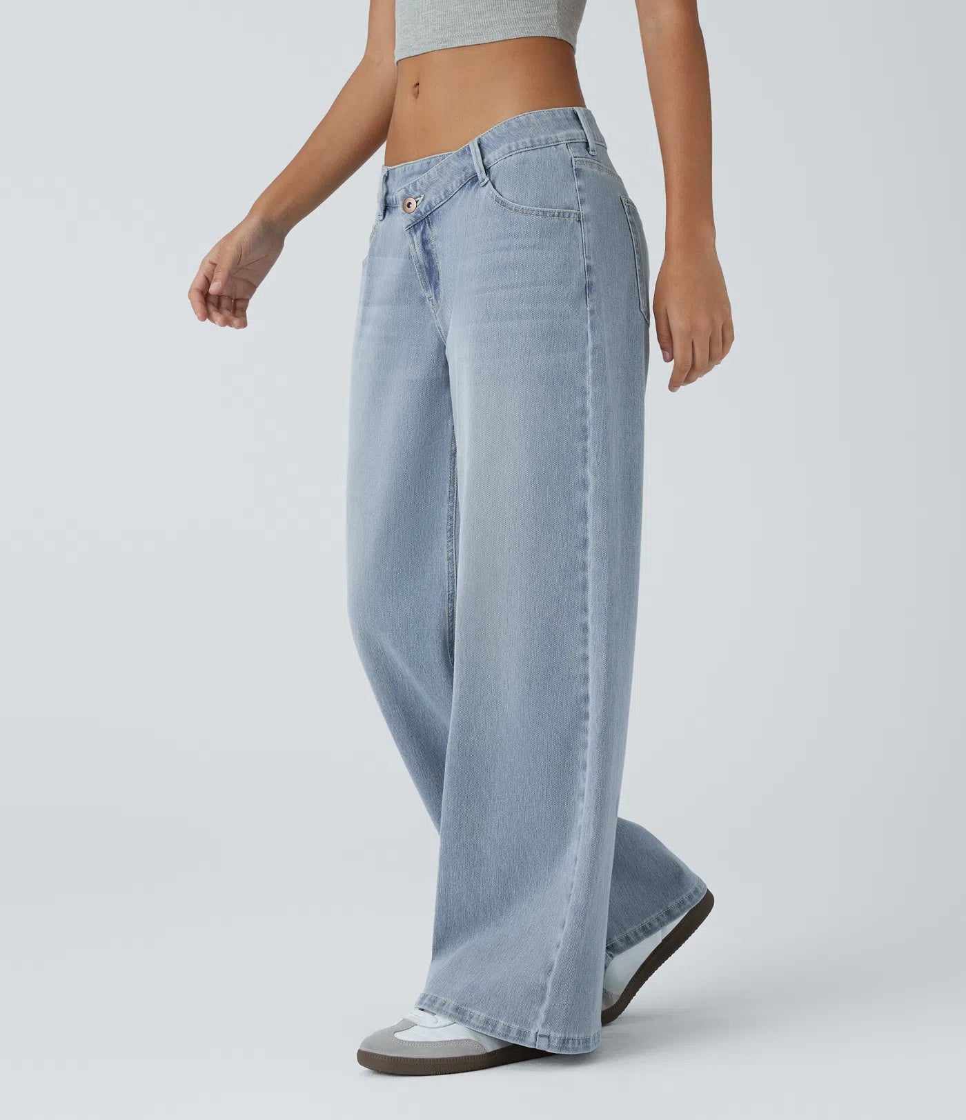 Celone EdgeFlex™ Asymmetric Wide-Leg Washed Jeans