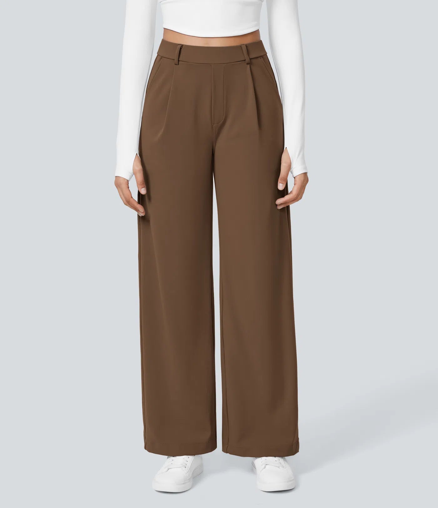 Celone High-Waist Tailored Straight-Leg Work Trousers