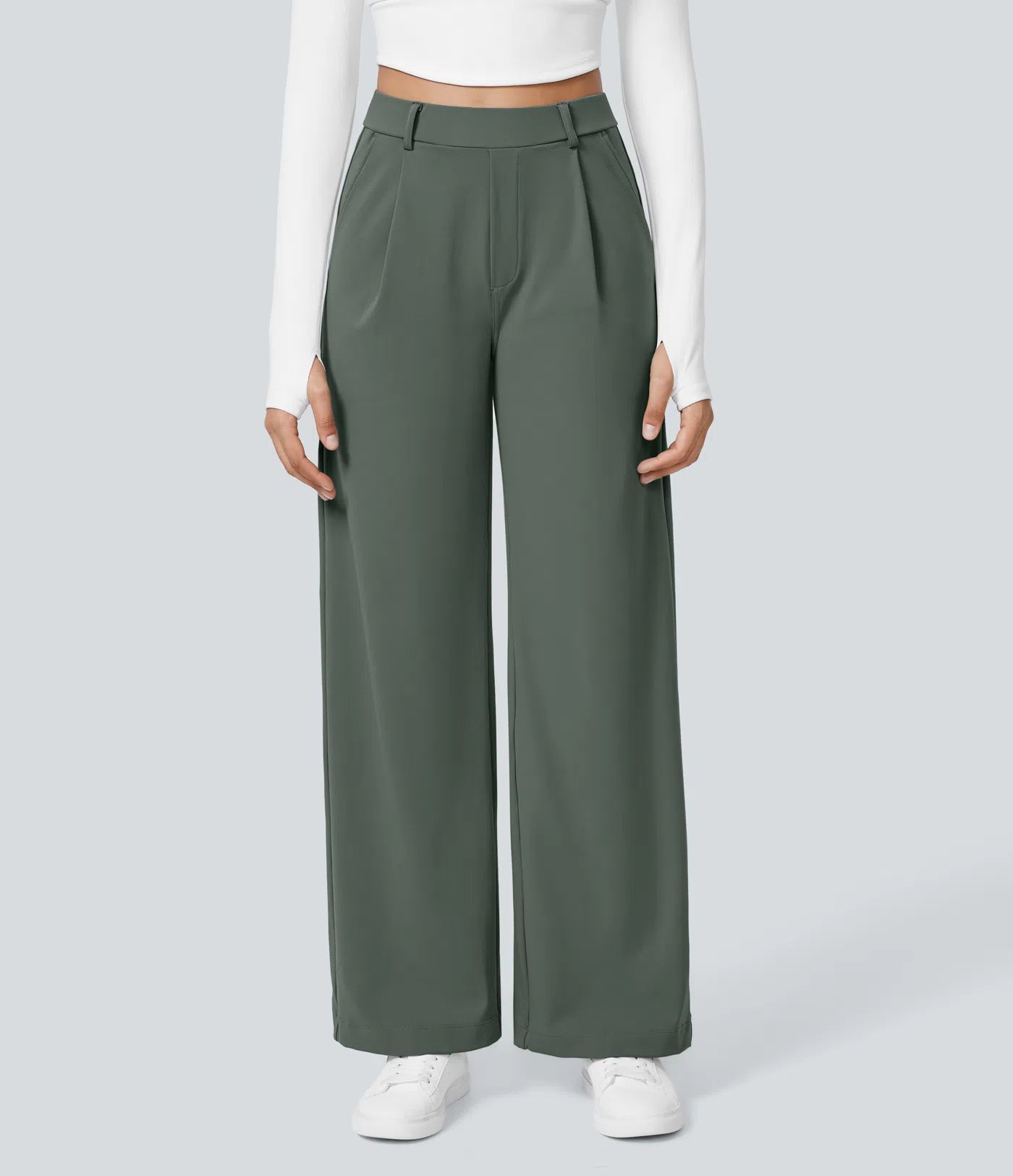 Celone High-Waist Tailored Straight-Leg Work Trousers