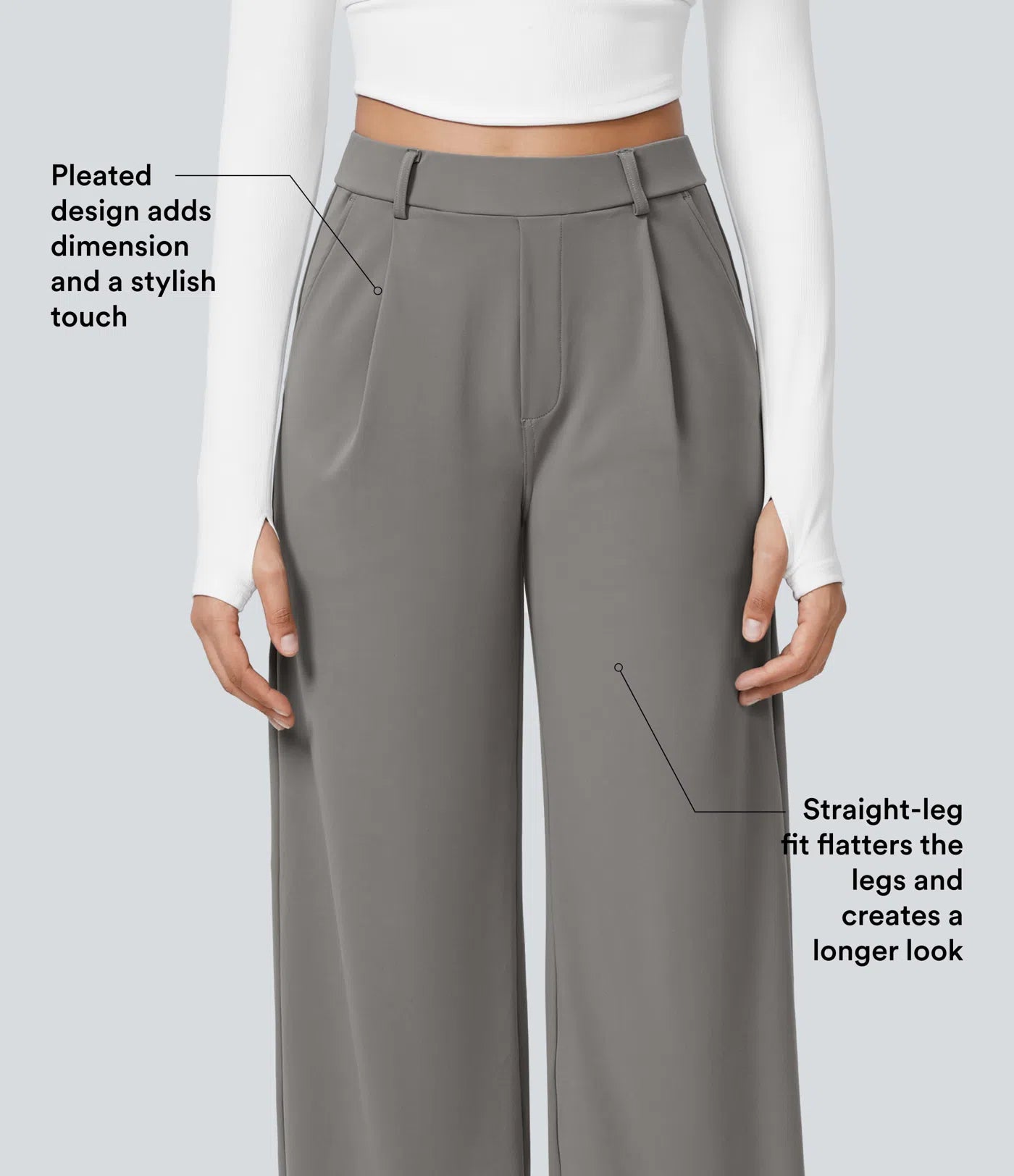 Celone High-Waist Tailored Straight-Leg Work Trousers