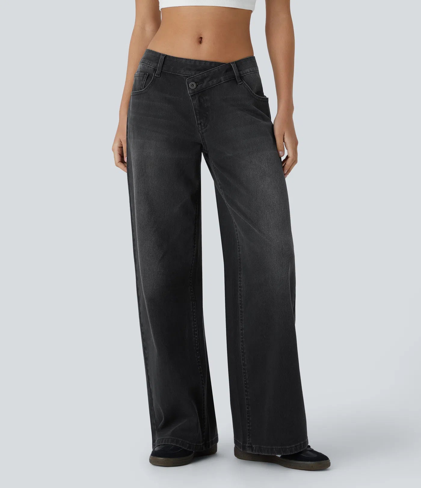 Celone EdgeFlex™ Asymmetric Wide-Leg Washed Jeans