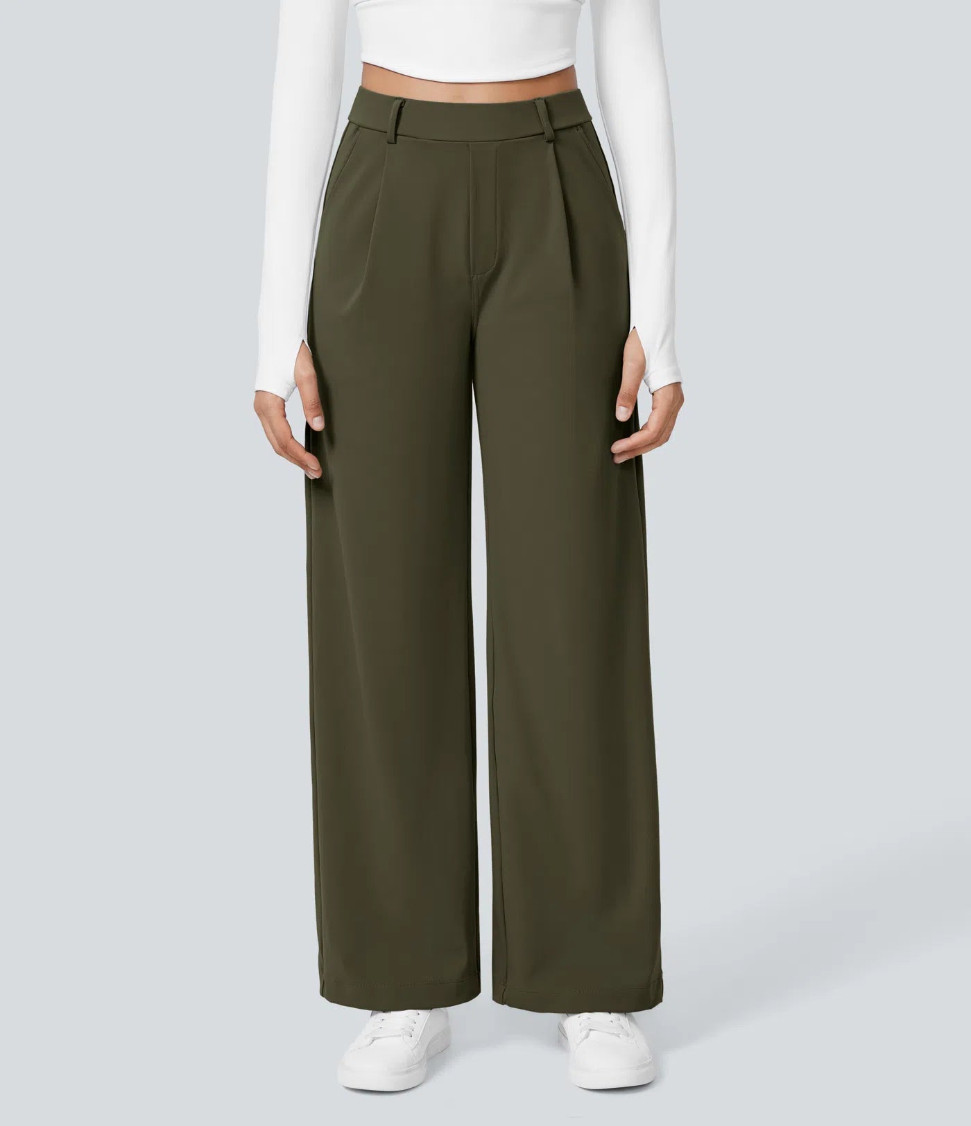 Celone High-Waist Tailored Straight-Leg Work Trousers