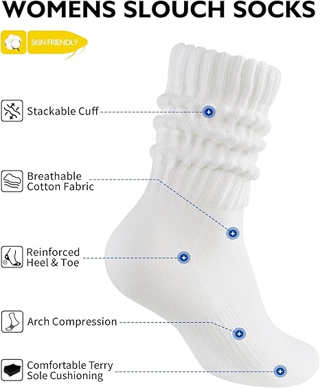 Celone SoftFlex™ Slouch Crew Socks – Cozy Cotton (3 Pairs)