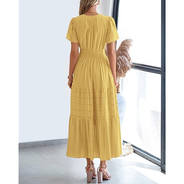 Celone BreezeLuxe™ Boho V-Neck Midi Dress