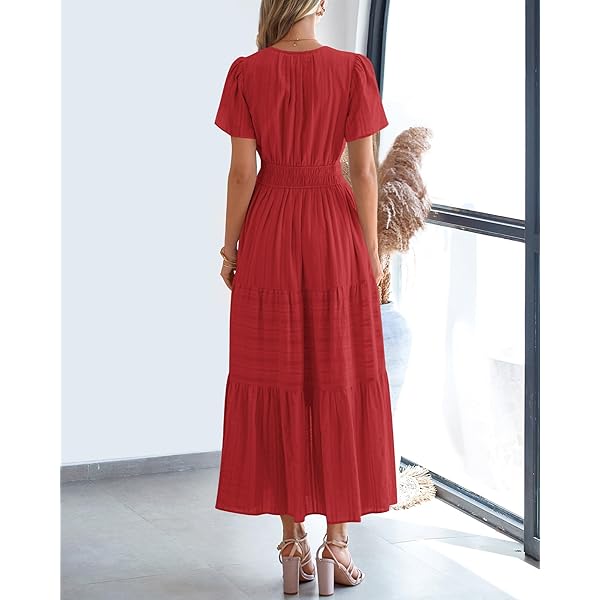 Celone BreezeLuxe™ Boho V-Neck Midi Dress