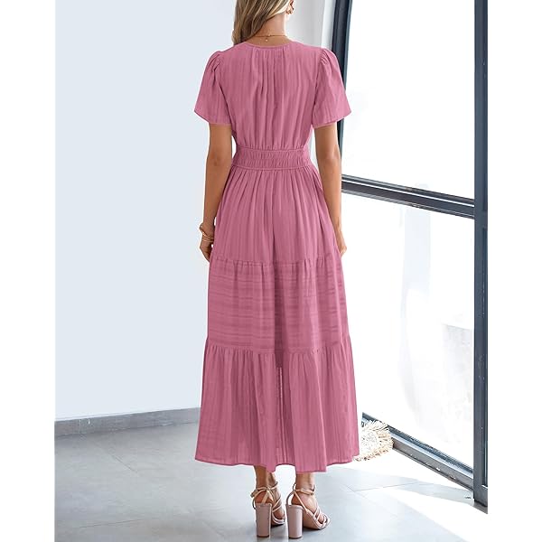 Celone BreezeLuxe™ Boho V-Neck Midi Dress