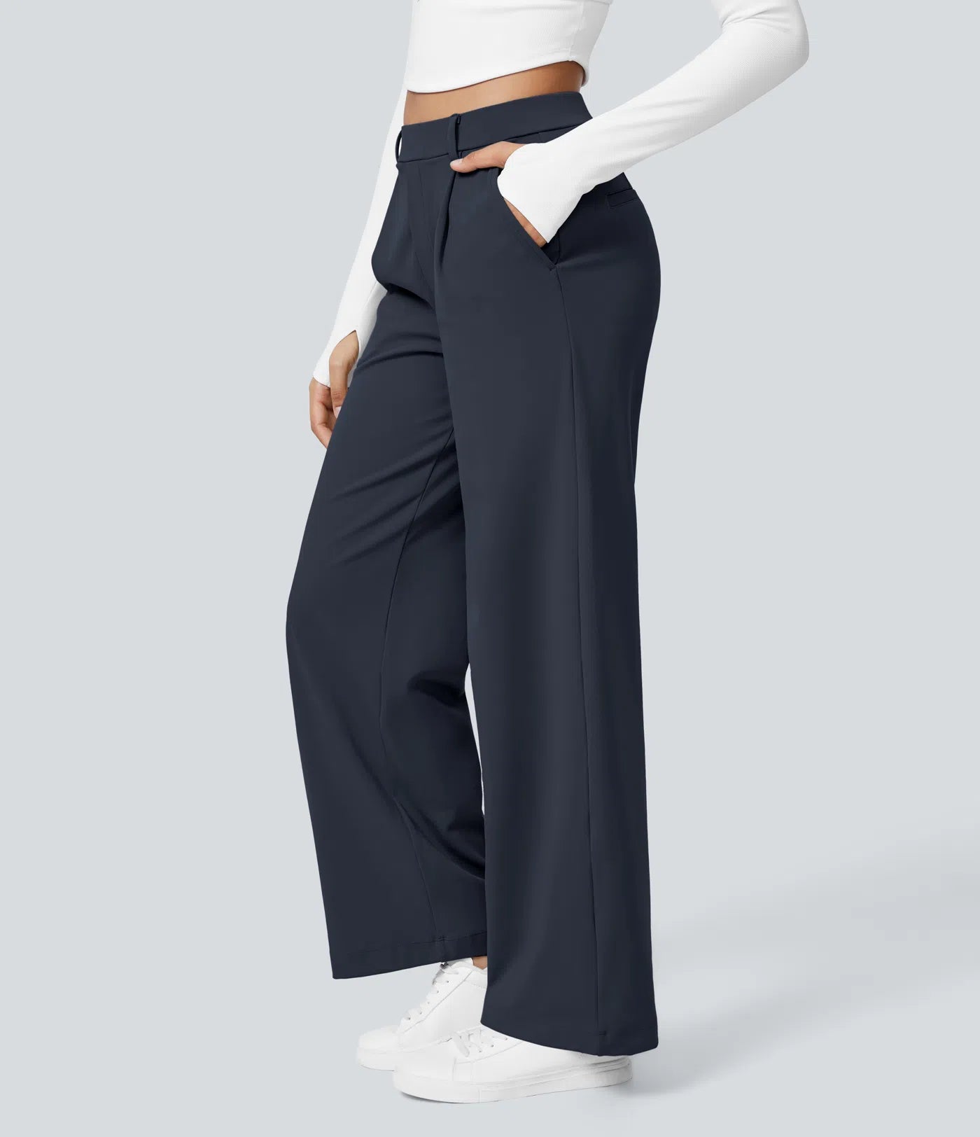 Celone High-Waist Tailored Straight-Leg Work Trousers