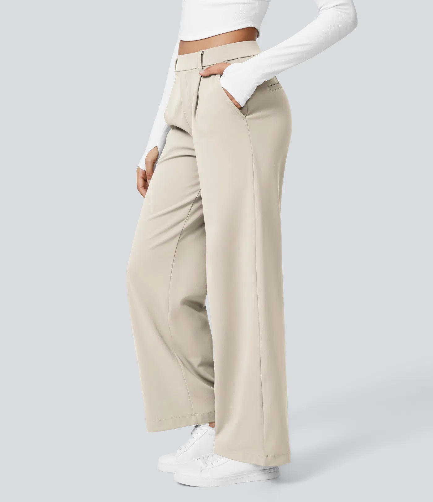 Celone High-Waist Tailored Straight-Leg Work Trousers