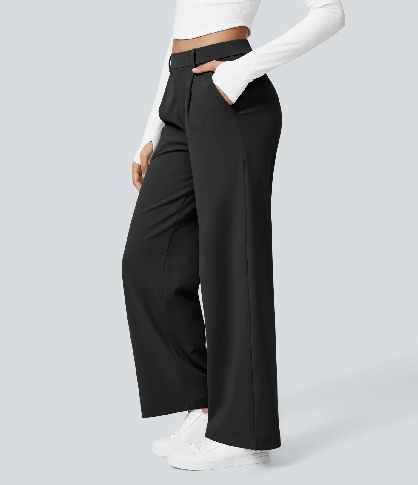 Celone High-Waist Tailored Straight-Leg Work Trousers