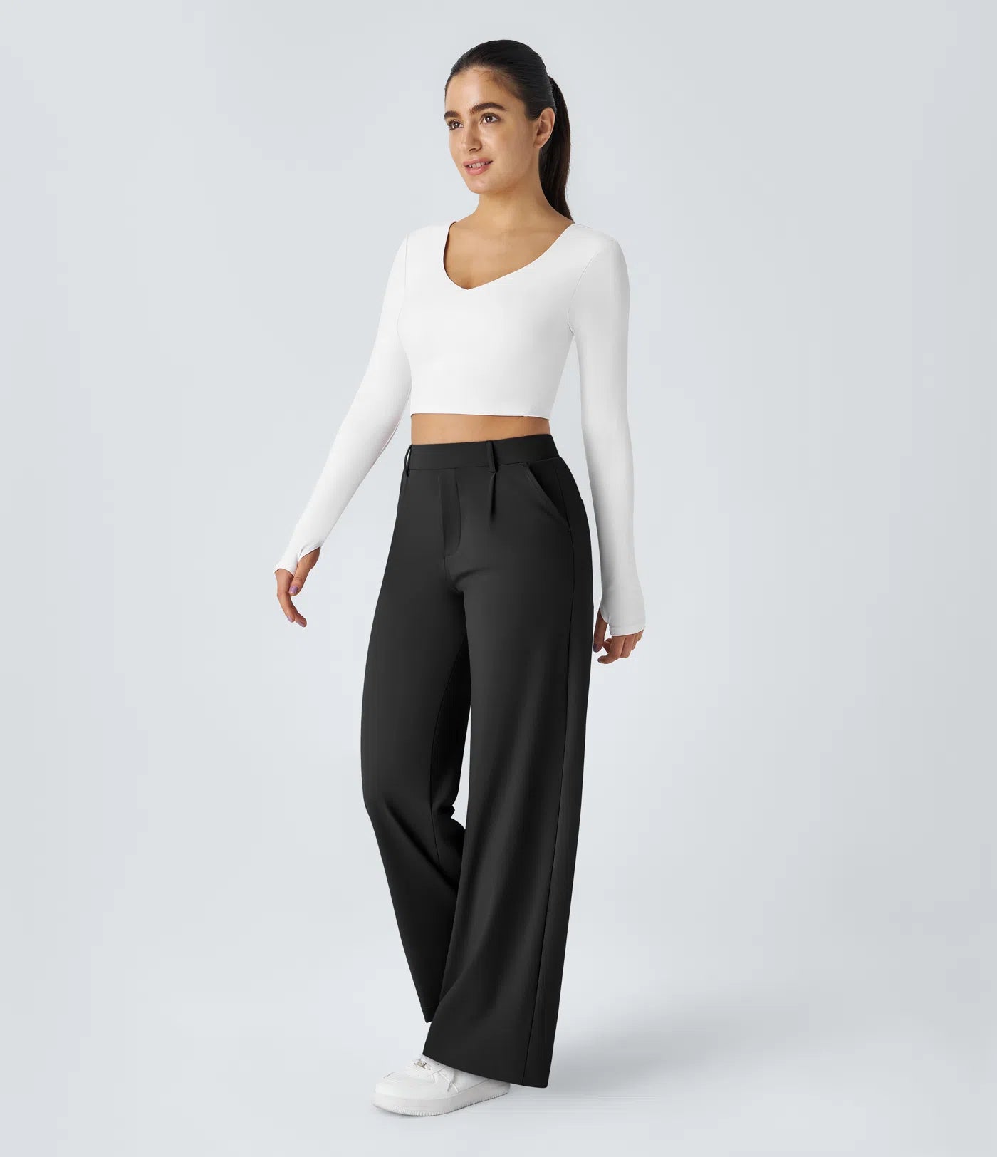 Celone High-Waist Tailored Straight-Leg Work Trousers