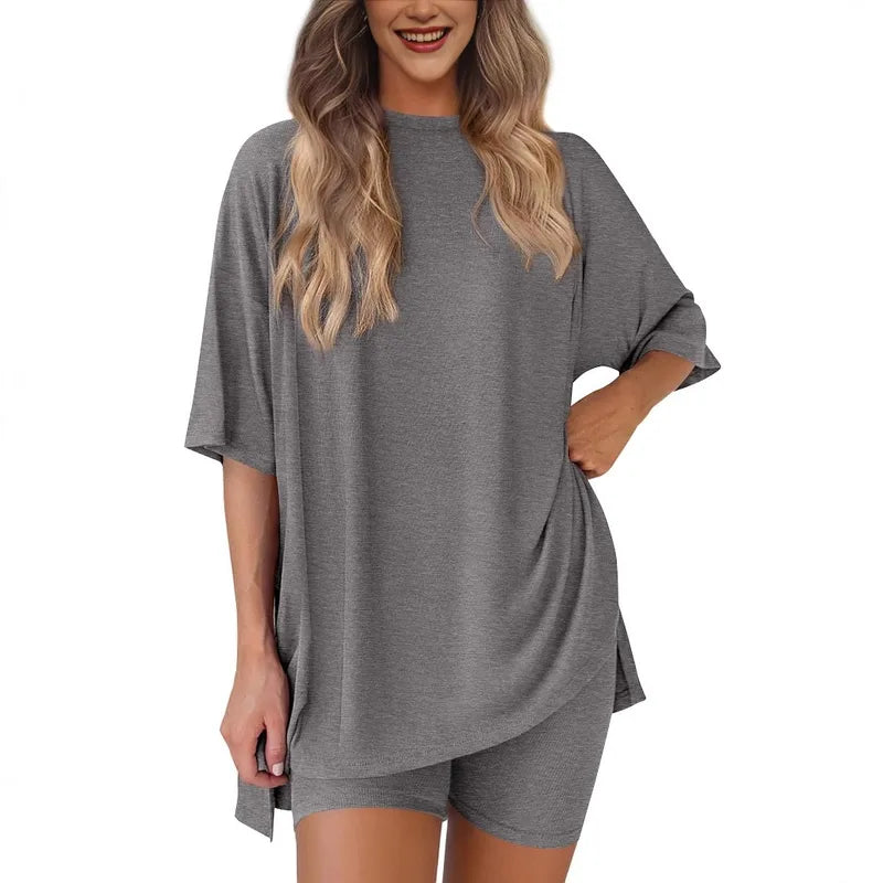 Celone RelaxFit™ Oversized Tee & Pocket Biker Shorts Set