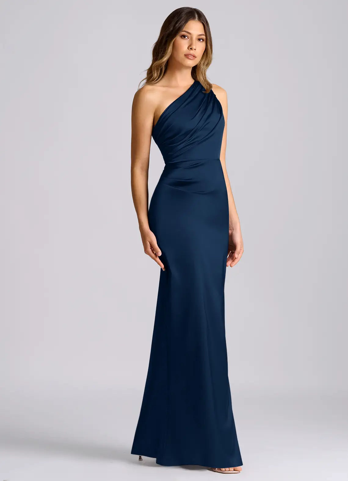 Celone Satin One-Shoulder Sculpt Dress