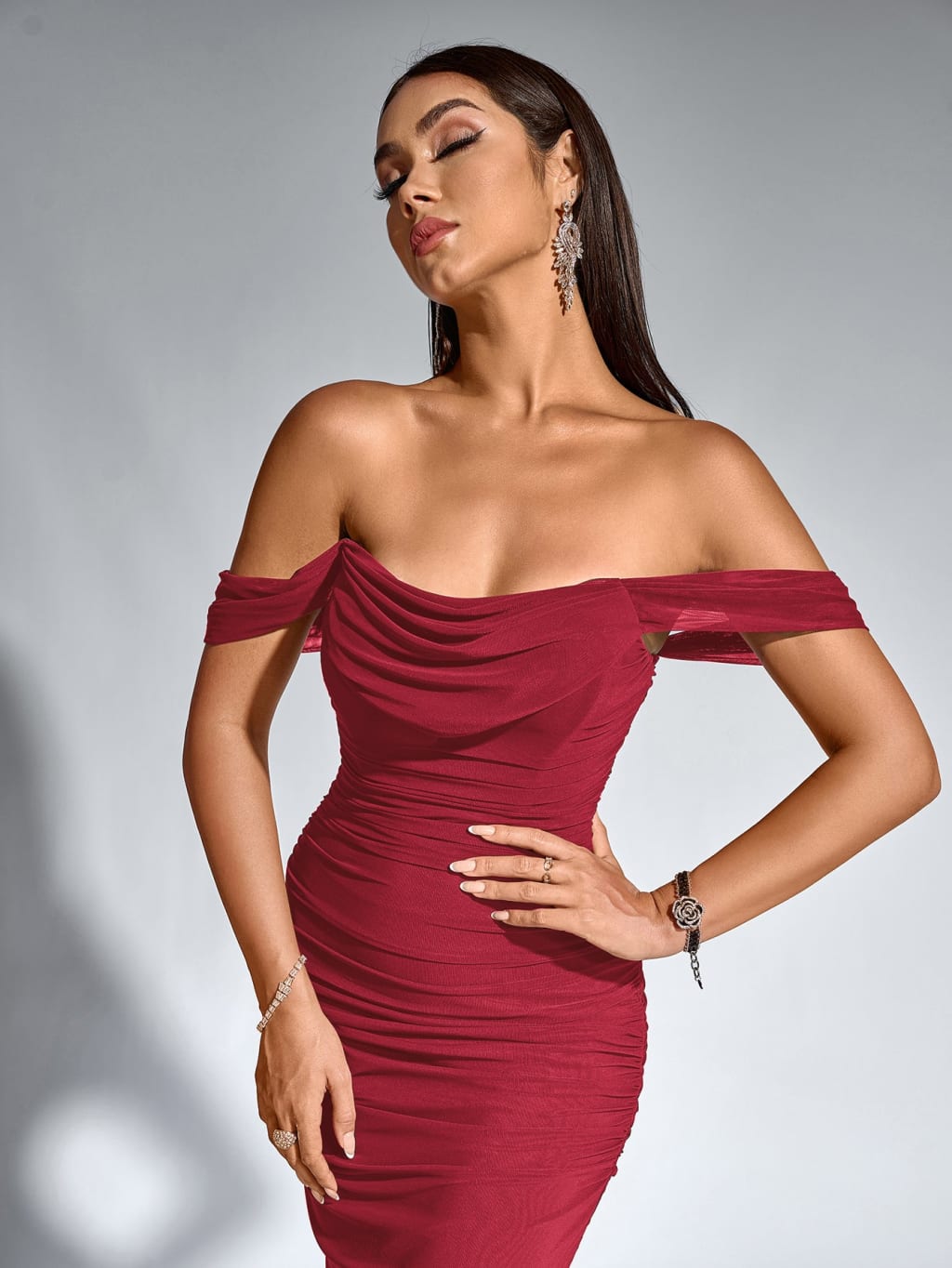Celone Off-Shoulder Bodycon Maxi Dress