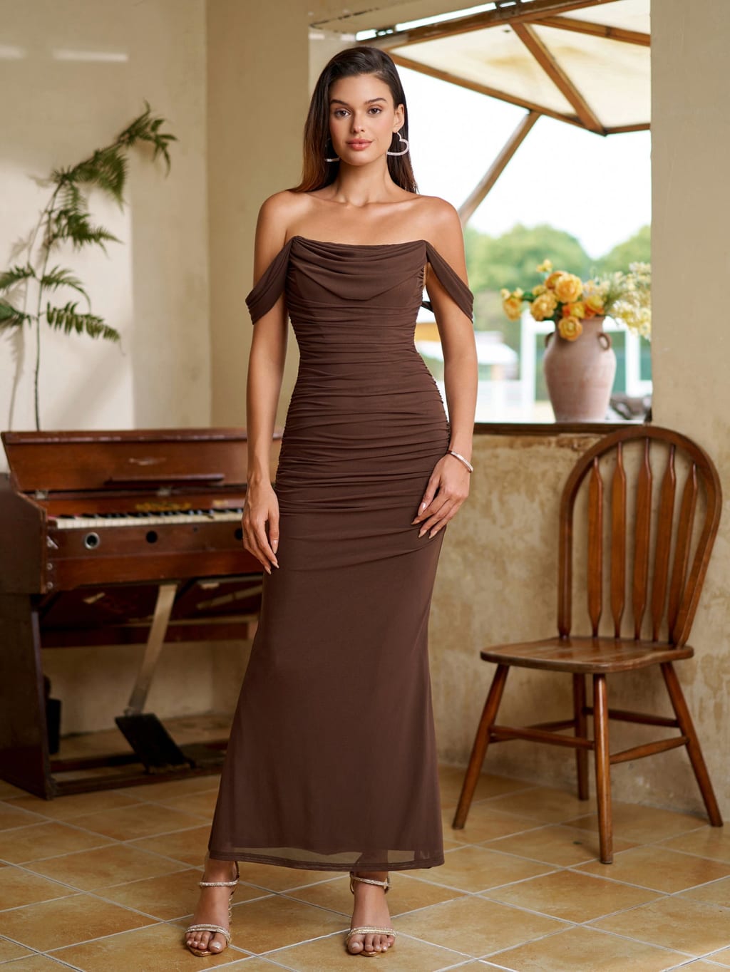 Celone Off-Shoulder Bodycon Maxi Dress